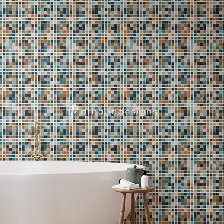 Retro Geometric Mosaic Tile Classic Mediterranean Style Pattern Bold Earth