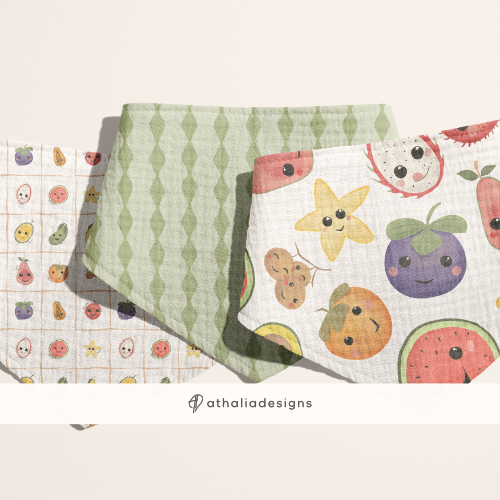 Playful Kawaii Fruit Face Baby Bib