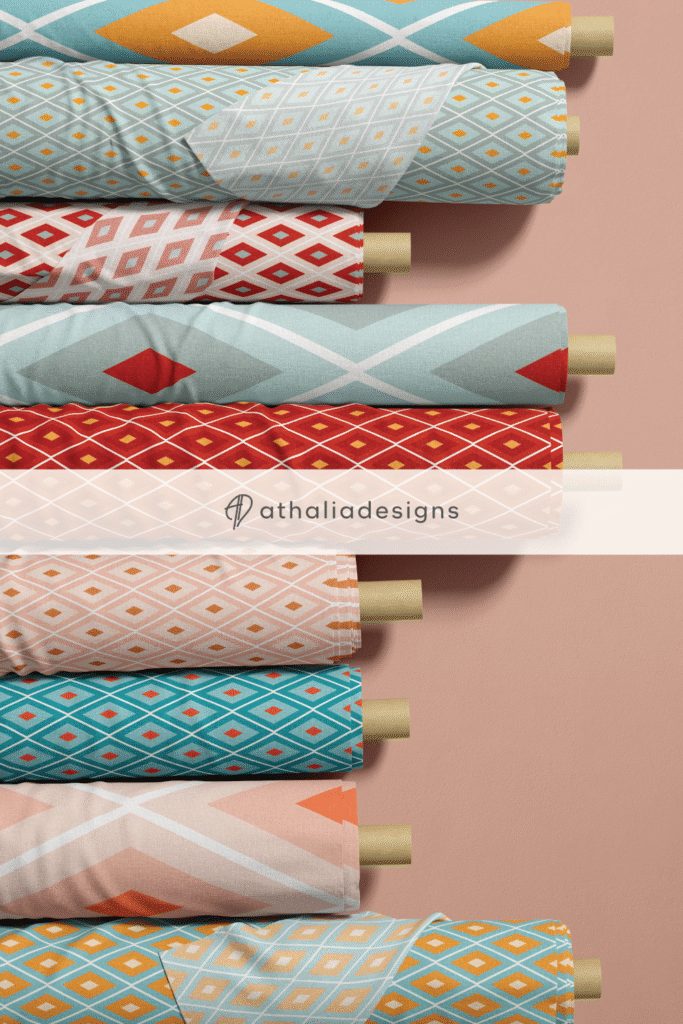 Retro Geometric Diamond Design Collection Fabric Rolls