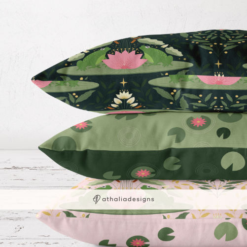 Happy Frog and Lily Pods Pillow Sham