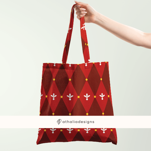 Red Argyle Design Collection Totebag